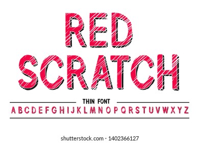 Set of hand draw thin sans serif alphabet. Font for postcards, posters and stickers.
