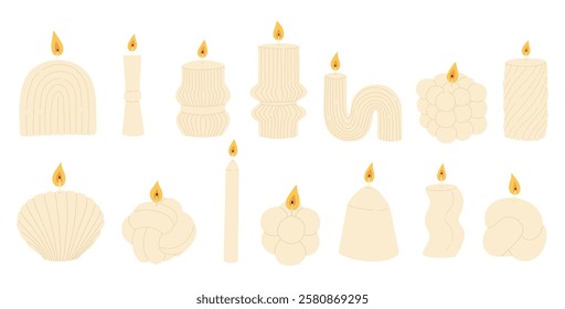 Set  of hand draw varios candles.