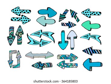 set of hand draw vector arrows