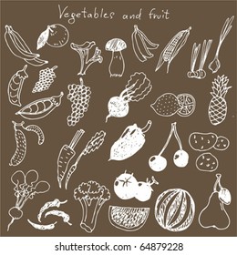 set - hand draw vegetables