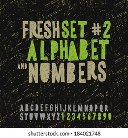 Set of hand drawing alphabet and numbers,  vector illustration. 