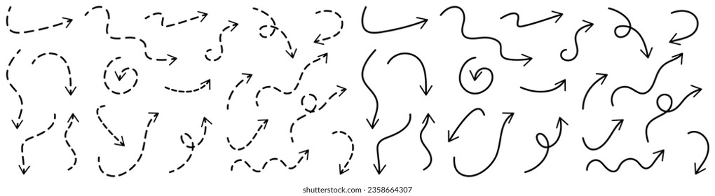 Set of hand drawing arrows. Vector illustration
