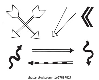 Set of hand drawing black vector arrow.arrow vector illustration and collection. arrows vector icon