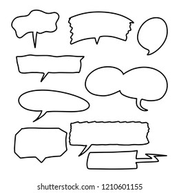 Set of hand drawing bubble speech talk simple communication bubble