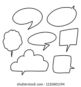 Set of hand drawing bubble speech talk simple communication bubble