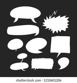 Set of hand drawing bubble speech talk simple communication bubble