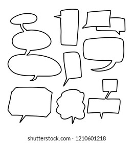 Set of hand drawing bubble speech talk simple communication bubble