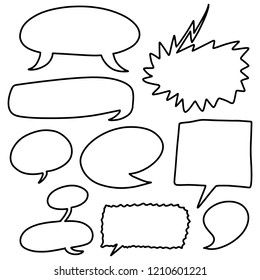Set of hand drawing bubble speech talk simple communication bubble