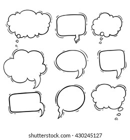 Set of hand drawing bubbles speech or bubbles talk