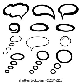 Set of hand drawing bubbles speech.