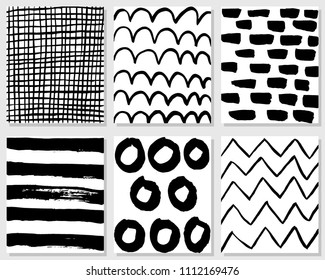 Set of hand drawing cards. Doodle pattern. Graphics. Abstract texture.  Isolated. Vector.