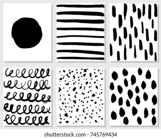 Set of hand drawing cards. Doodle pattern. Graphics. Abstract texture.  Isolated. Vector.