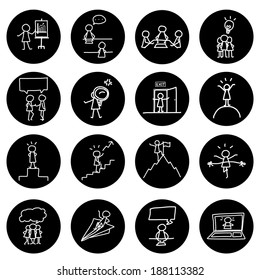 set of hand drawing cartoon business icons vector