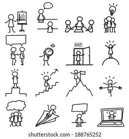 set of hand drawing cartoon business icons vector