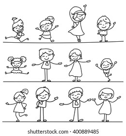 Dibujo manual de personas felices ilustración vectorial