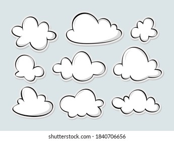 Set of Hand Drawing Clouds,Vector illustration
