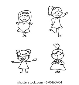 Cute Little Cartoon Fairy Girls Elves Stock Vector (Royalty Free ...