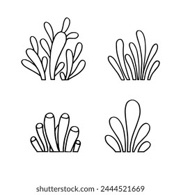 Conjunto de dibujo a mano de planta de mar decorativa ilustración Vector