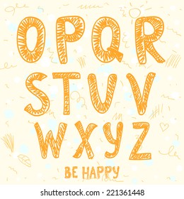 Set hand drawing doodle alphabet design. Vector illustration