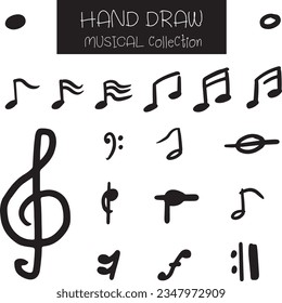 Set hand drawing doodle of musical collection