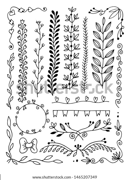 set of hand drawing
doodle page divider, border, corner in doodle floral style, vector
illustration