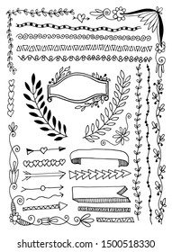 set of hand drawing doodle sketch design element, vector illustration