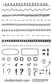 Set of hand drawing elements for edit and select text.