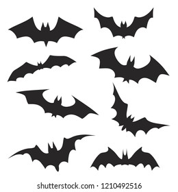 Bats Collection Isolated On White Stock Vector (Royalty Free ...