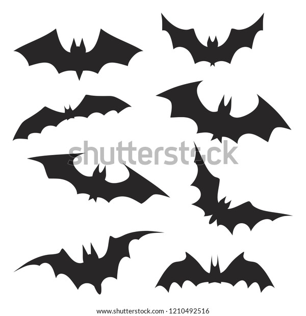 Set Hand Drawing Halloween Bats Stock Stock Vector (Royalty Free ...