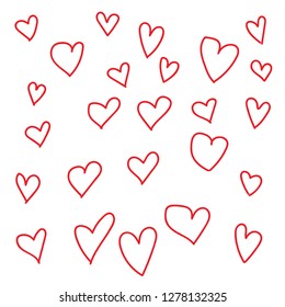Set of hand drawing hearts shape. Design elements for Valentine's day.