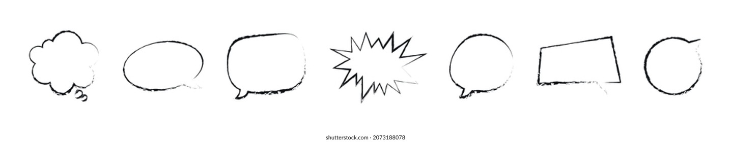 Set of hand drawing speech bubbles or talk bubbles.