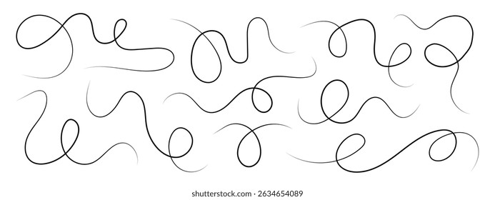 Set of hand drawing squiggle loop lines vector illustration