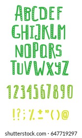 Set of hand drawn ABC letters and figures.Textured comic typeset for your design.