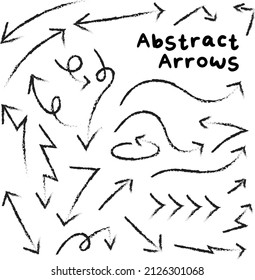 Set of hand drawn abstract arrows. Sketch doodle style.