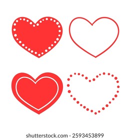 Set of hand drawn abstract doodle heart, vector illustration.