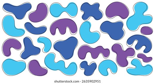 Set of hand drawn abstract fluid shape vector illustration