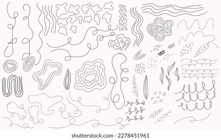 Set of hand drawn abstract lines template