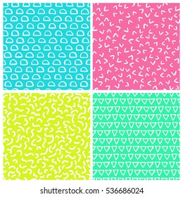 Set of Hand drawn abstract patter. Seamless textures made with ink. Abstract brush strokes on colored background. Vector Illustration