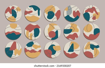 Set of Hand Drawn Abstract Retro Social Media Highlight Cover