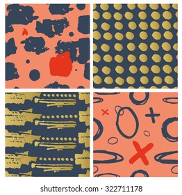 A set of hand drawn abstract seamless patterns.