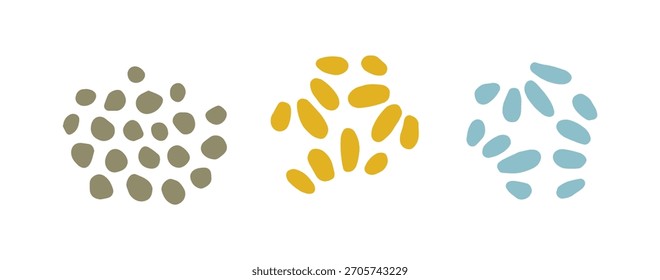 Conjunto de Formas abstractas dibujadas a mano, puntos, puntos y líneas.
