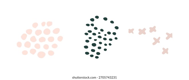 Conjunto de Formas abstractas dibujadas a mano, puntos, puntos y líneas.