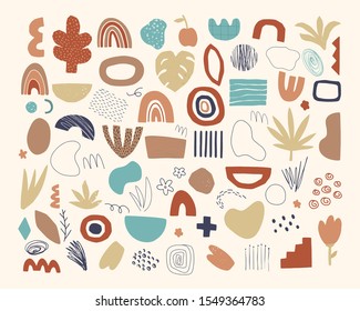 Set of hand drawn abstract vector doodle elements. Hand drawn shapes, objects and textures in contemporary style. 