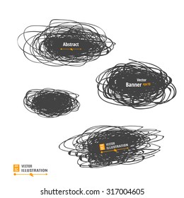 Set Of Hand Drawn Abstract Vector Banners Isolated On White Background.