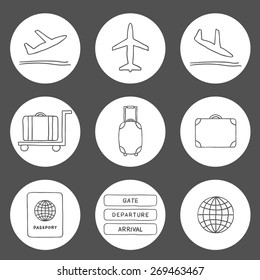 Set of hand drawn airport icons for your design