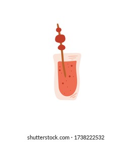 Set of hand drawn alcoholic drinks, cocktails. Summer holiday and beach party concept. Isolated vector icons. Scandinavian nordic design for bar or interior or cover or textile or background.
