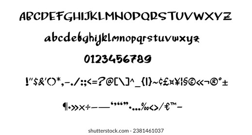 Set of hand drawn alphabet font