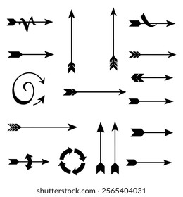 A set of Hand drawn arrow direction doodle with white background