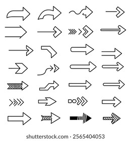 A set of Hand drawn arrow direction doodle with white background