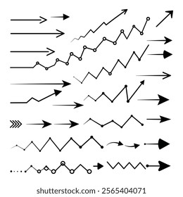 A set of Hand drawn arrow direction doodle with white background